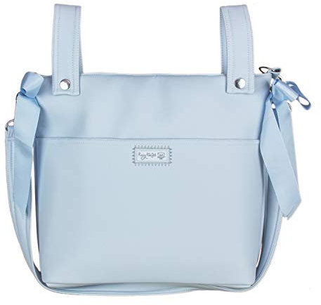Bolso para Silla de Paseo - Talega para silla de Paseo Rosy Fuentes- Incluye Asa larga para el hombro, bolsillos interiores y Lazos - Limpieza Sencilla -Azul Celeste