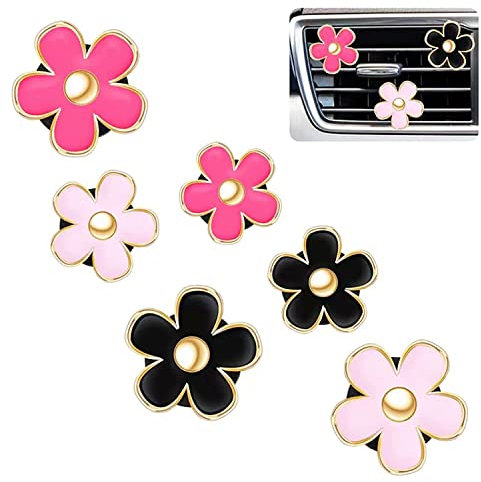Lot de 6 désodorisants de voiture avec clip de ventilation en forme de fleur, gadget de désodorisation de voiture, marguerites colorées for filles et femmes, décoration de voiture douce et élégante/12