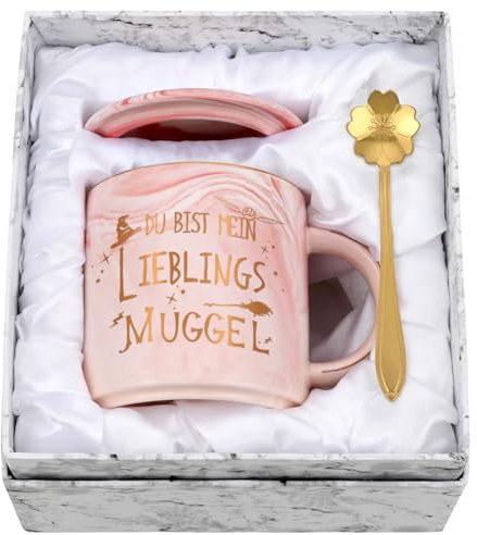 Joymaking Lustige Geschenk Tasse mit Spruch - Du bist mein Lieblings Muggel Weihnachten Geschenkidee für Freund Freundin Klassenkamerad Geschenk zum Geburtstag Weihnachten,340ml Rosa