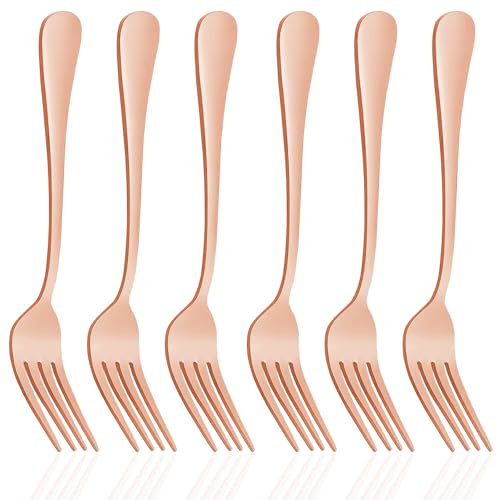Tenedores acero inoxidable oro rosa 21 cm 6 uds aptos lavavajillas duraderos uso domestico y restauracion