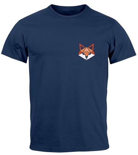 Neverless® Herren T-Shirt Fuchsmotiv Brustlogo Aufdruck Tiermotiv Polygon-Style Geometrie Fashion Streetstyle