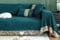 Bishilin Sofabezug Ecksofa 180x230CM, Überwurf Sofa 2 Sitzer Katzenschutz Chinesischer Stil Blumen Muster Grün Couchbezug Nordisch Universal