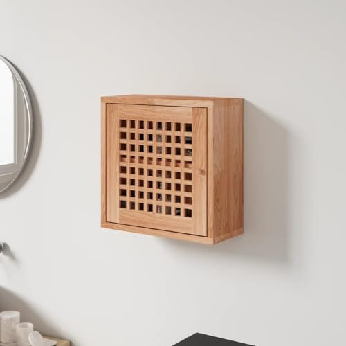 ZEYUAN Wandschrank, Hängeschrank, Badezimmerschrank, Badschrank, Aufsatzschrank, Gewürzschrank, Wall Cabinet, 42x18x42 cm Massivholz Nussbaum