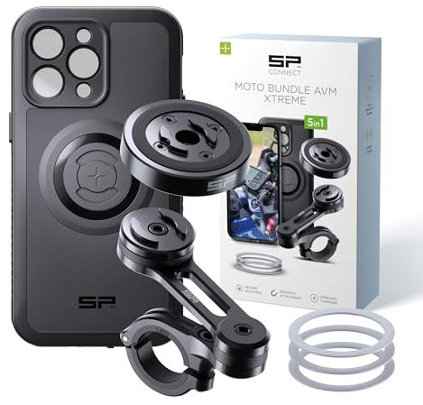 SP CONNECT Moto Bundle II AVM Xtreme | SPC+ | Halterung kompatibel mit iPhone 14 Pro Max | Handyhalterung für Motorrad | Handyhalter Smartphone | Zubehör vibrationsgedämpft für Motorroller Moped