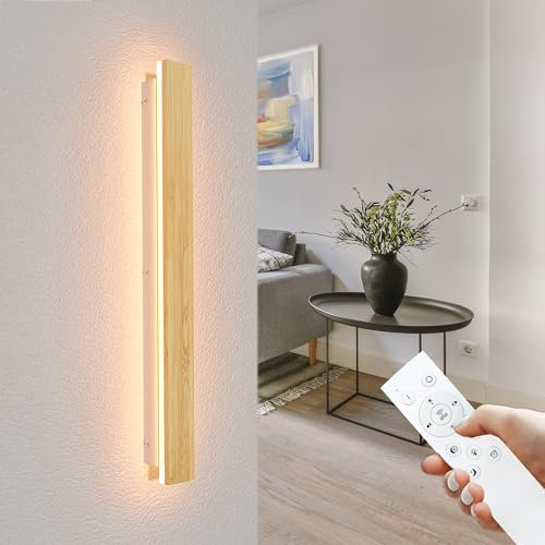 AOLED LED Wandleuchte Innen lange Bambus Wandlampe Dimmbar mit Fernbedienung 21W Wohnzimmerlampe Schlafzimmerlampe Flurlampe 60CM Wandbeleuchtung für Treppenhaus Balkon Kinderzimmer Schlafzimmer