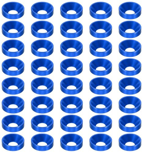 PATIKIL M5 Finish Countersunk Washer, 60pcs Anodized Aluminum Alloy Flat Cup Head Screw Gasket Bolt for Mechanical Accessories Parts DIY Models, Dark Blue