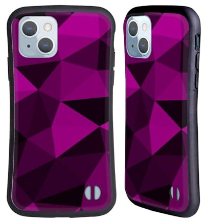 Head Case Designs Offizielle PLdesign Dunkelrosa Und Schwarzes Netz Geometrische Muster Hybride Handyhülle Hülle Huelle kompatibel mit Apple iPhone 14