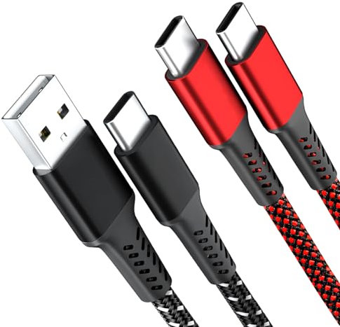 2Pack USB C to USB A 3.1A Fast Charging 2M Nylon Braided Charger Cables for iPhone 15 Pro, iPad, Samsung S22, Huawei, Google Pixel, PS5