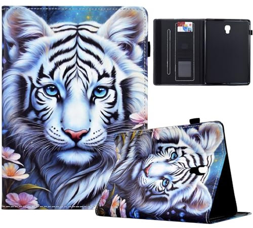 Mldjomid Funda para Samsung Galaxy Tab A 10.5 2018 (SM-T590 /T595) Carcasa Cuero PU Flip Tablet Case Cover con Ranura para Tarjetas y Función de Soporte para Galaxy Tab A 10.5 2018, Tigre Blanco