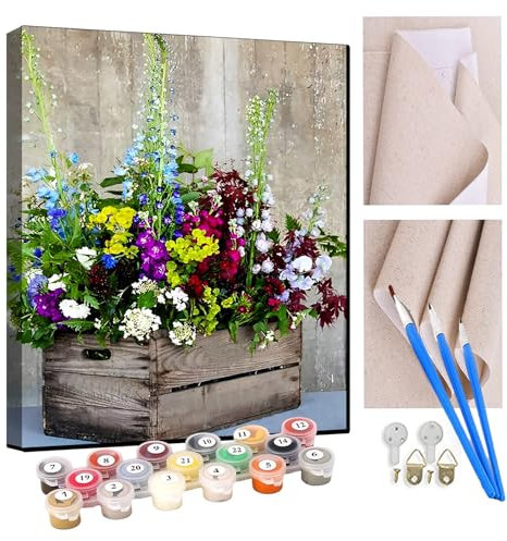 Paint by Numbers for Adults Kids, Paint by Numbers Animals Painting Kit for Art Crafts Kits Gift, Plant pots 16x20inch Without Frame