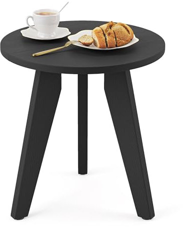 LUE BONA Table Basse Outdoor Ronde,Imperméable et Anticorrosion,HDPS Table d'appoint Ronde,Petite Tables de Jardin,pour Chambre à Coucher,Jardin,Noir