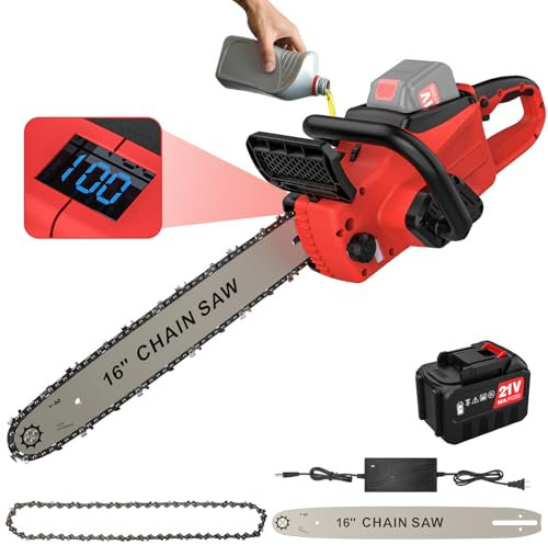 Bürstenlose Akku Kettensäge für Makita 18V Batterie, 16 zoll Kettensäge Batteriebetrieben, Elektro-Kettensäge mit Automatische Kettenspannung & Kettenschmierung, Kettensäge 2000 W (Batterie*1)