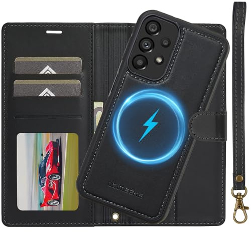 Ailicici für Samsung Galaxy A53 Hülle, 2-IN-1 Abnehmbare magnetische Hülle, Kabelloses Laden, Kartenfach Leder Case, Handyhülle RFID Klapphülle, Schutzhülle für Samsung A53 5G