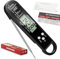 RUN HELIX Digital Meat Thermometer - Instant Read Food Thermometer with Backlight LCD Screen, Foldable Long Probe, Perfect for Cooking, BBQ, Candy Making, Milk, Water & Meat (Black)