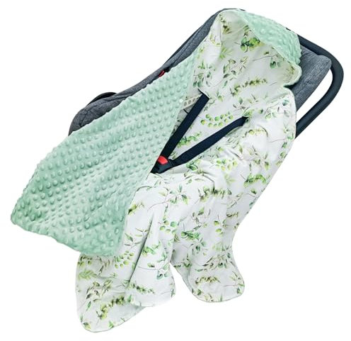 Miracle Baby Einschlagdecke Babyschale Sommer Baumwolle Reversible Decke Universal Kuscheldecke 90x90cm für babyschale Kinderwagen mit 8 Punkt Gurt Löcher