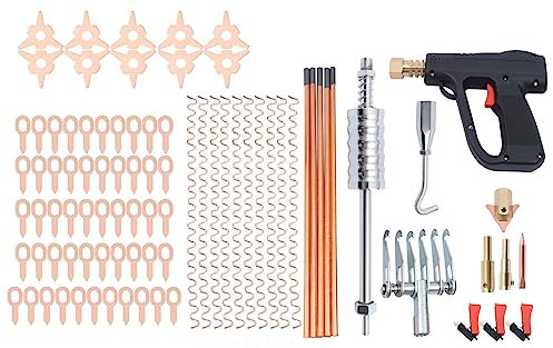 85 pcs Stud Welder Dent Puller Kit, Manual Car Body Panel Dent Spot Welding Repair Tool, 6 Finger Concave Claw & Double end Welding Joint, for Vehicle Dent Repair