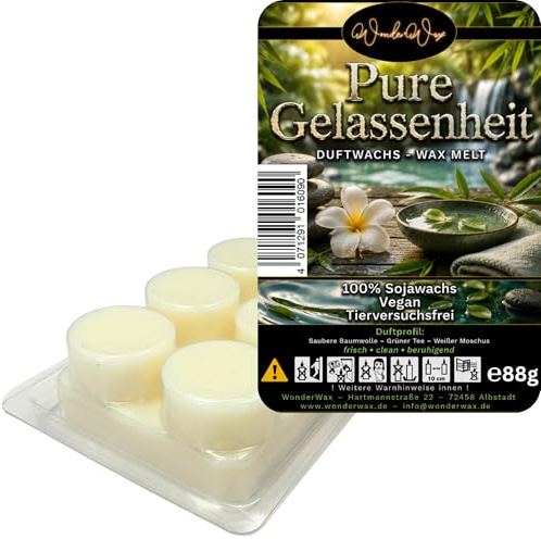 WonderWax® Duftriegel 6 x Duftwachs Kreise Weiß Pure Gelassenheit | Farbe: Weiß | Raumduft für Duftlampen, Wax Melt, Sojawachs, Indoor Duftöl Wachs schmelzen für Aromalampe