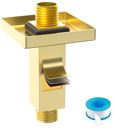 Enga Brass Square Shower Arm with Flange, 3 Inches Ceiling Mount Replacement Rain Shower Head Straight Arm, Brushed Gold