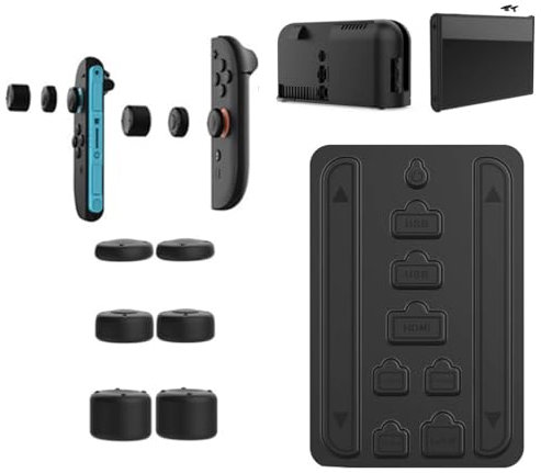 Lot de 16 capuchons de joystick avec bouchon anti-poussière pour Nintendo Switch 2 (2025), port en silicone, bouchons anti-poussière anti-rayures anti-poussière capuchons de joystick pour Switch 2