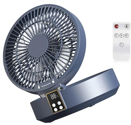 THINCAN Ventilador de refrigeración con mando a distancia colgante de pared portátil recargable ventilador plegable eléctrico lámpara de noche enfriador de aire hogar