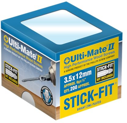 Ulti-Mate Woodcrews - Bright Zinc Plated - 3.5 x 12mm - Box of 200