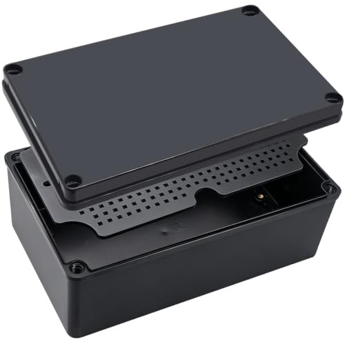 Junction Box,IP67 Waterproof ABS Black Project Box with Mounting Plate Electrical Box Enclosure for Outside Electronics 9.8 x 5.9 x 3.9inch(250x150x100mm)