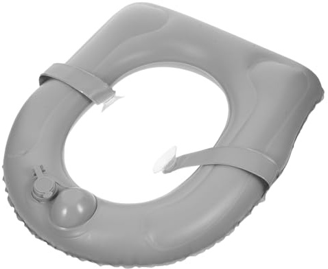 SAFIGLE Inflatable Toilet Seat Riser Cushion for Seniors, Portable PVC Commode Seat Suction Cups, Raised Toilet Cushion for Elderly Bedside Commode and Post-Surgery Use in Dark Grey