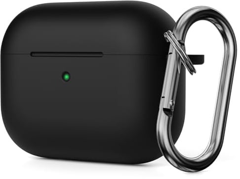 Molylove Schutzhülle kompatibel mit AirPods Pro 3 (2025), Silikon Hülle für AirPods Pro 3 Generation, Stoßfeste Silikonhülle Kit & Karabiner (Schwarz)