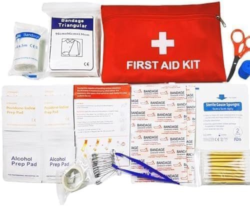 Mini Erste Hilfe Set，Reiseapotheke 74-Teilig，Kleine Erste Hilfe Set für Reisen, Wandern Notfall, Büro, Auto, Camping, Arbeitsplatz im Freien(Rot)