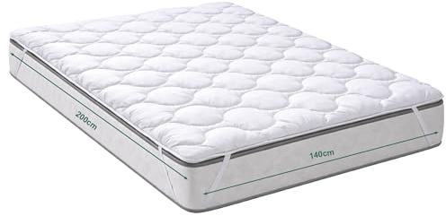 KNERST Matratzenauflage 140x200, Matratzenschoner, Made in EU, 95°C | Matratzenschutz, Bettauflage, OEKO-TEX® STANDARD 100, atmungsaktiv, 4 Eckgummis, weich, Allergiker, hautfreundlich