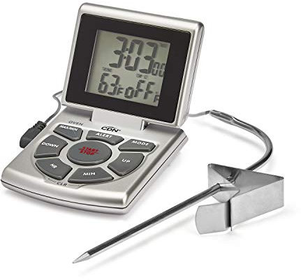 CDN Leave-in Probe Cooking Thermometer with Timer and Clock, -10 to +200 C