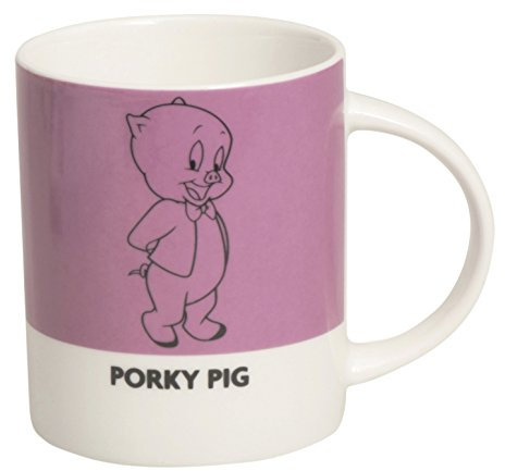 Excelsa Looney Tunes Mug Porky Pig 300 ml, Porcellana, Rosa, 8.9x8.9x9 cm