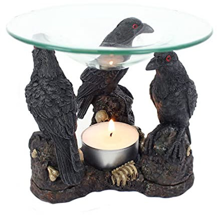Duftlampe, Gothic, dunkle Raben, Totenkopf, Duftwachstörtchen-Wärmer, Teelichthalter, Yankee kompatibel