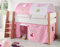 Froschkönig24 Hochbett SAM 3 Kinderbett Spielbett halbhohes Bett Buche Weiß Stoff Prinzessin
