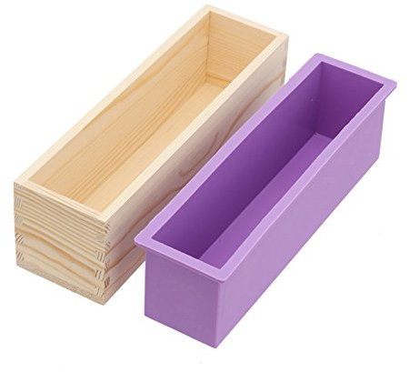 Wooden Box+Mold Rectangle Silicone Handmade Soap Moulds Kitchen Tools by Clest F&H