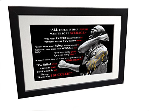 Kitbags & Lockers Michael Jordan Motivation Wandbild Druck A4 Chicago Bulls Basketball Autogrammkarte Rahmen Geschenk
