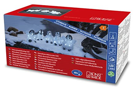 Konstsmide LED Acryl Babypinguine, 5er-Set, 40 kalt weiße Dioden, 24V Außentrafo, weißes Kabel - 6266-203, Weiß
