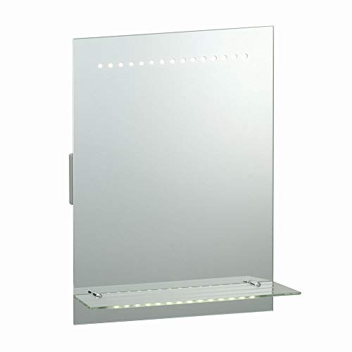 LED Bathroom Mirror with Motion Sensor with Shaver Socket Shelf and Demister IP44 Soft White