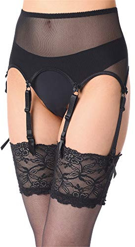 Merry Style Porte-Jarretelles en Dentelle Lingerie Sexy sous-vêtement Femme MSKS912 (Ebène, L)