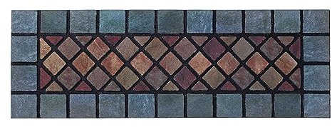 Nicoman Narrow Doormat Tiled Door Mat Barrier Eco-Friendly Heavy Duty Non-Slip Dirt Scraper For Indoor Outdoor Garden Shed Garage Entrance – (4 Pack, Blue Border, 75 x 25cm)