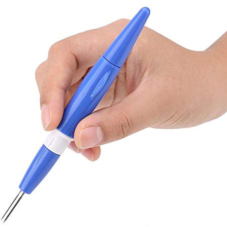 Punch Needle Tool Stickerei Filzen Nadel Punch Pen mit 3 feinen Nadeln Set Werkzeug für DIY Handwerk(Blau)