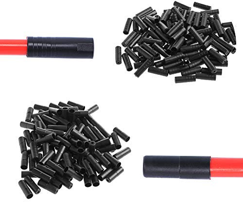 Saipor 200Stück Endkappen Endhülsen Bremszug Hülsen Kabelendhülsen, 100 Stück für 4 mm Schaltzughülle/ 100 Stück für 5 mm Bremszughülle