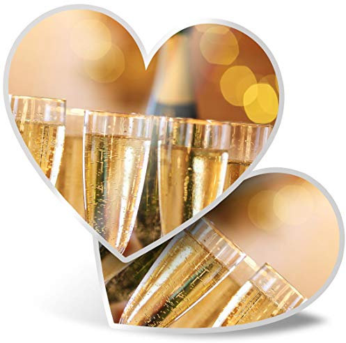 2 x Heart Stickers 7.5 cm - Champagne Flute Glasses Celebration Laptop Tablet Luggage Scrapbook #16077