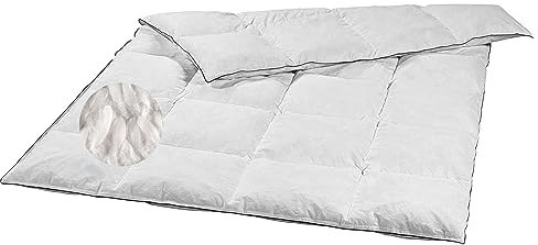 sleepling 197021 Ganzjahresdecke Bettdecke Daunendecke Federdecke | 20% Daunen 80% Federn (Klasse 1, 840 gr.) | Downpass | 100% Daunen-Batist | Made in EU | Waschbar 60 Grad | 135 x 200 cm, weiß