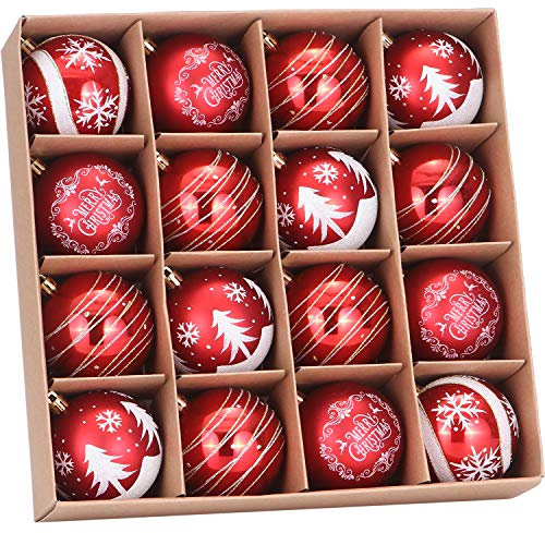 Sea Team Feine dekorative Kleinigkeit mit Gemälde & funkelndem Weihnachtsbaumschmuck als Thema, Christbaumkugel-Set (80mm/3.15)