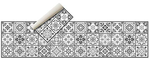 Alfombra Vinílica Hidráulica (240 x 60 cm, Negro-Gris)- Distintos colores y tamaños - Alfombra Cocina- Alfombra baño - Alfombra Comedor Antideslizante - Alfombra Dormitorio - Esponjosa y Suelo PVC