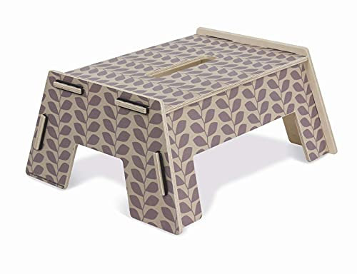 Werkhaus WH 4967 Fußbank Blätter Lila ca. 32 x 15,5 x 27,5 cm Tritthocker Holzhocker