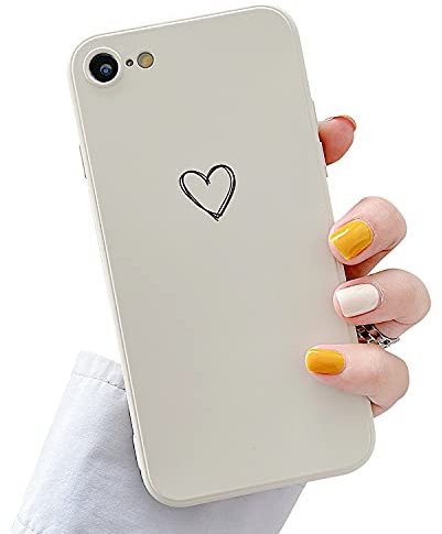LRANKAI Compatible with iPhone 7/8/SE 2020 Case for Women Girls,Fashion Cute Love-Heart Pattern Soft Silicone Gel Case Shockproof Protective Cover for iPhone 7/8/SE 2020-White
