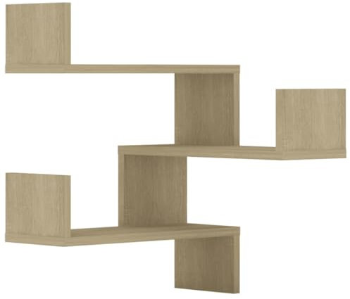 vidaXL 2X Wand Eckregal Bücherregal Wandregal Hängeregal Regal Küchenregal Schweberegal Dekoregal Wohnzimmer Sonoma-Eiche 40x40x50cm Holzwerkstoff
