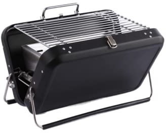 JMEX Portable Barbecue au charbon de bois Petite valise de barbecue portable pour pique-nique en plein air Patio Arrière-cour Randonnée Camping Cuisine-Noir12.4x7.8x2.8inch